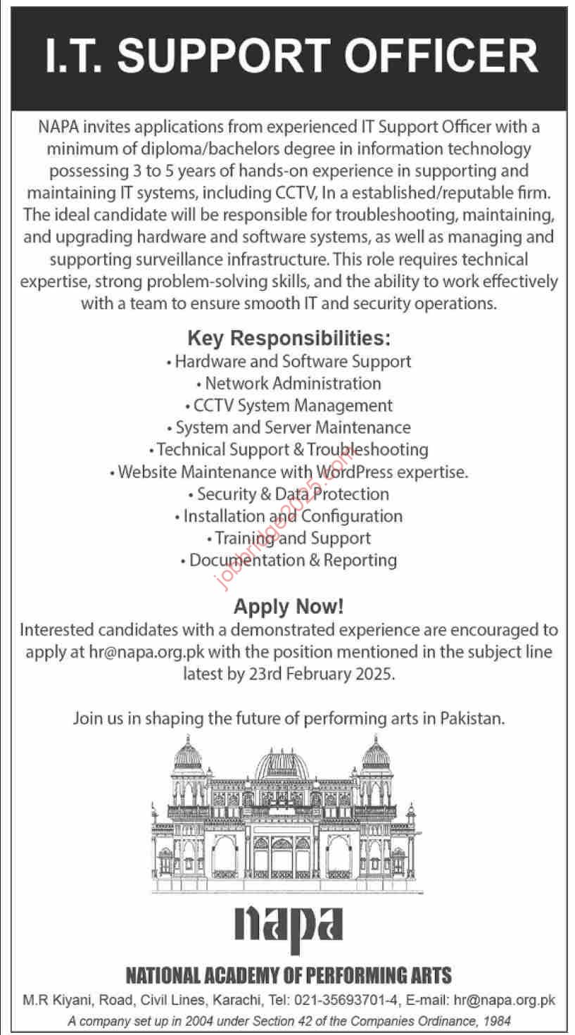 IT Support Officer Jobs 2025 for NAPA