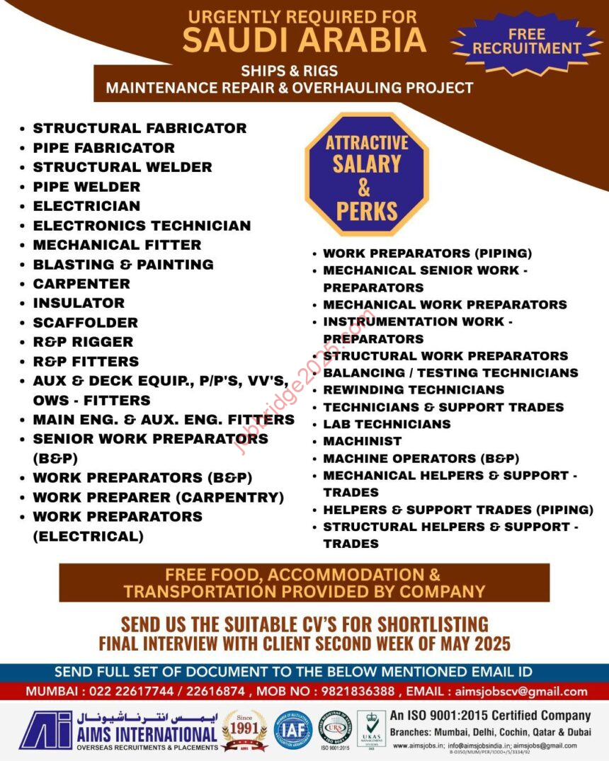 Free Recruitment for Saudi Arabia Jobs