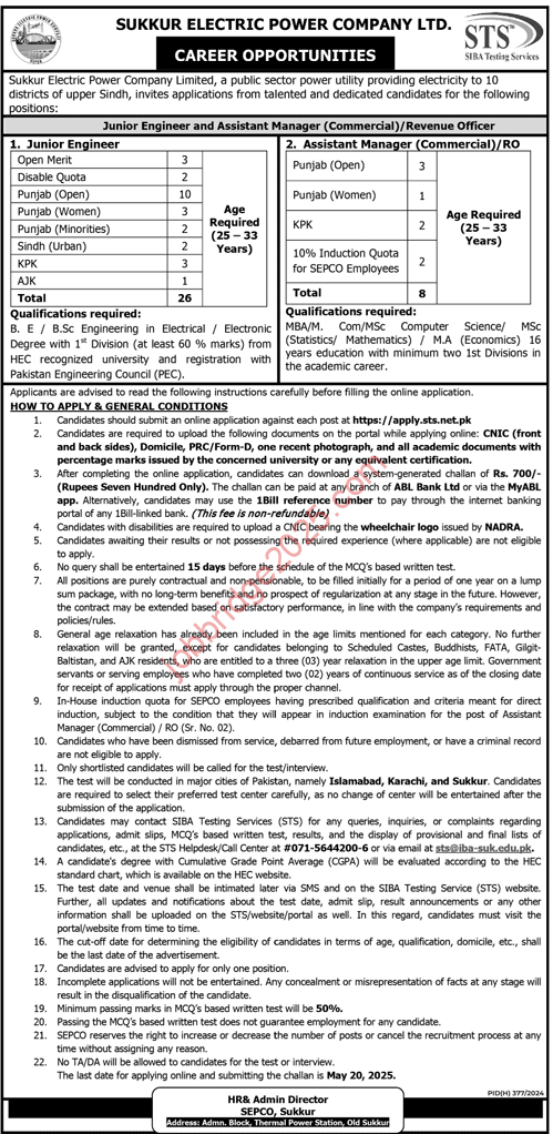 Sukkur Electric Power Company Ltd SEPCO Jobs 2025