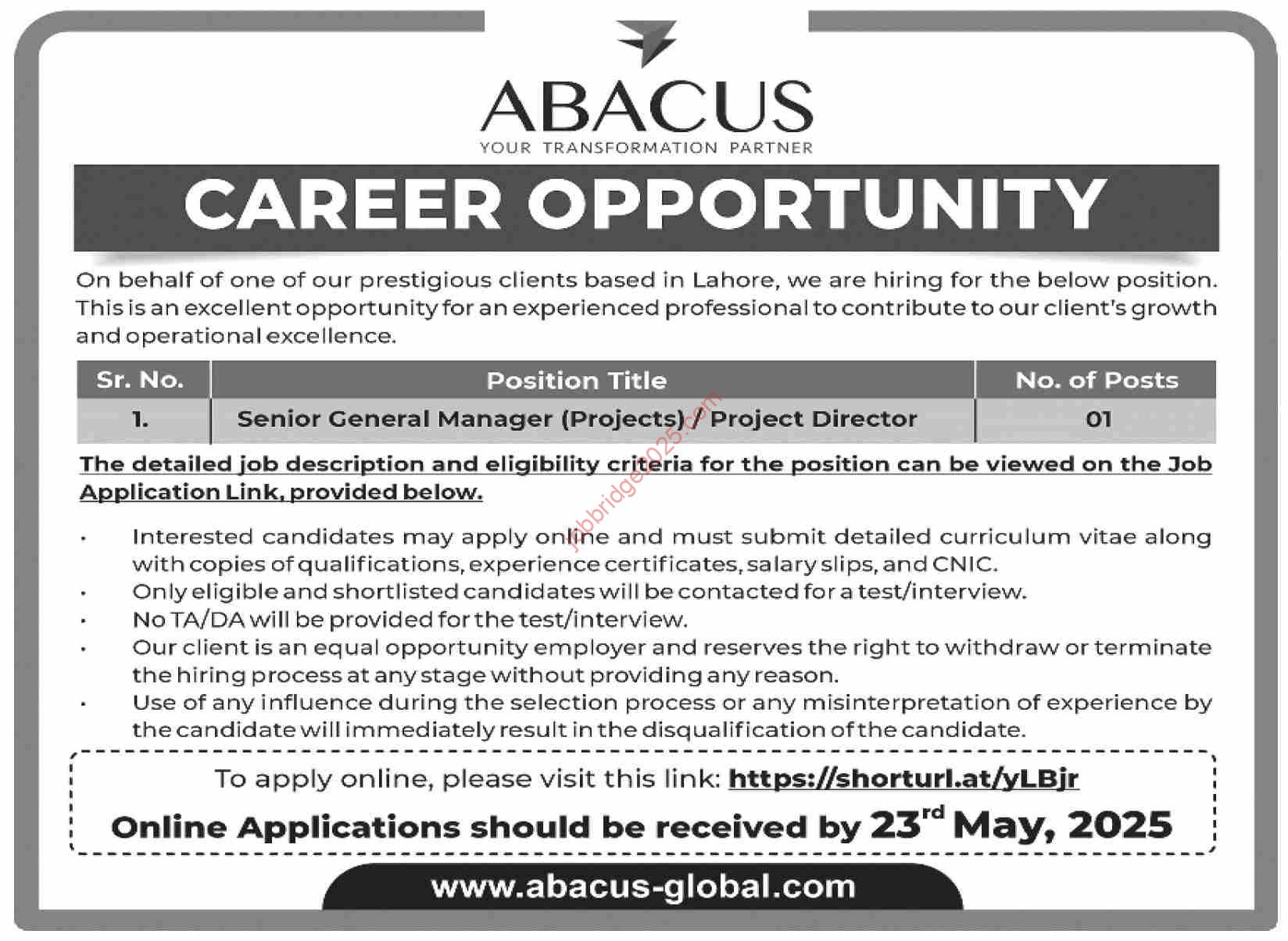 ABACUS Lahore Jobs 2025 Apply Online
