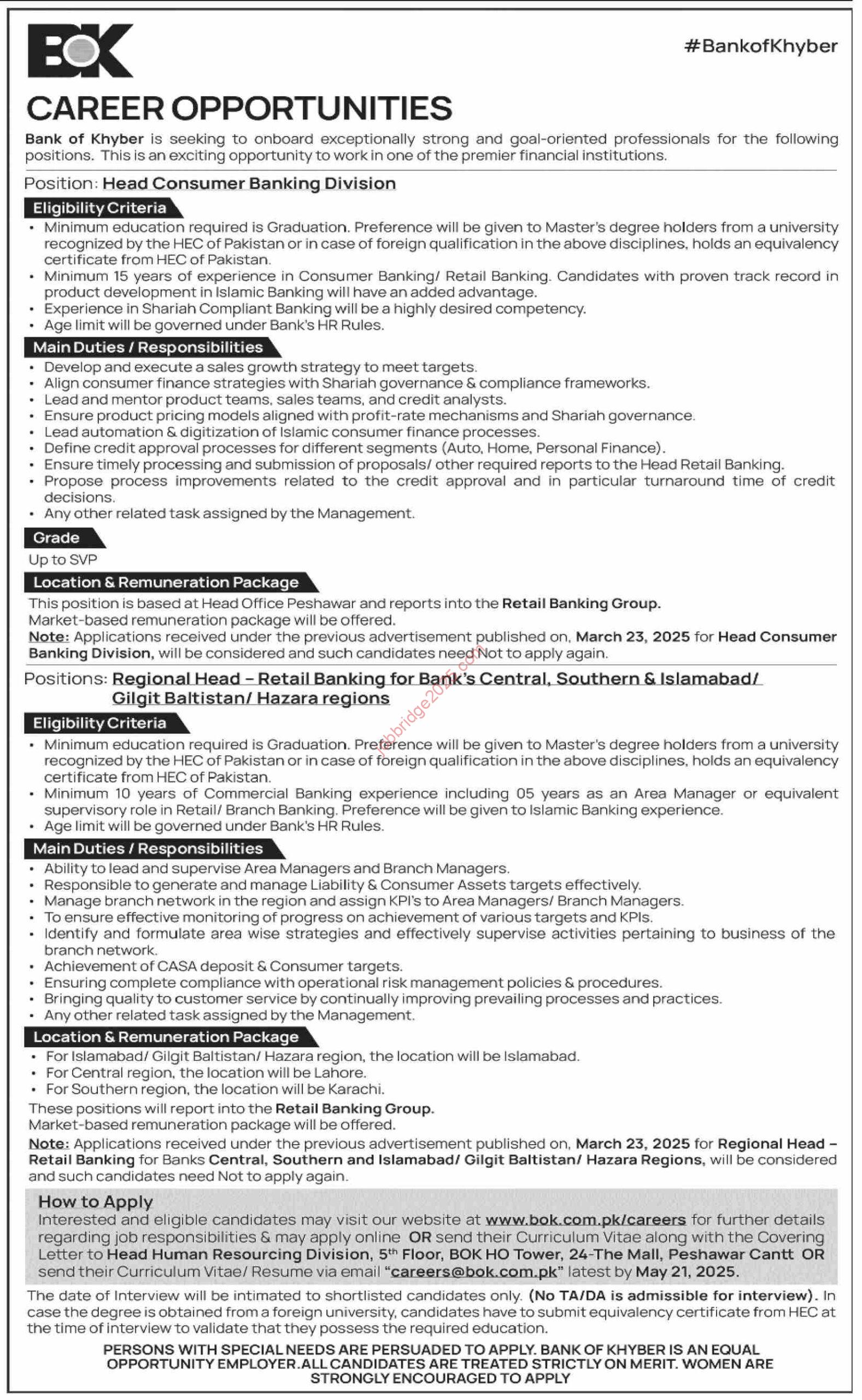 Bank of Khyber BOK Jobs 2025 Apply Online Latest