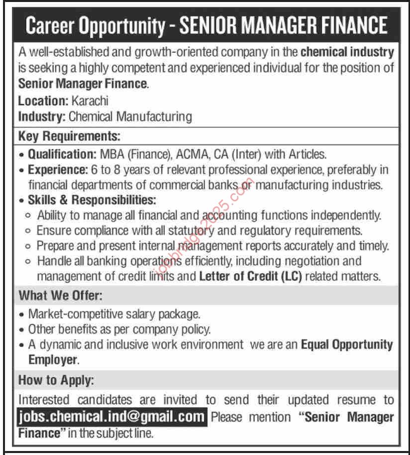Chemical Industry Karachi New Jobs 2025