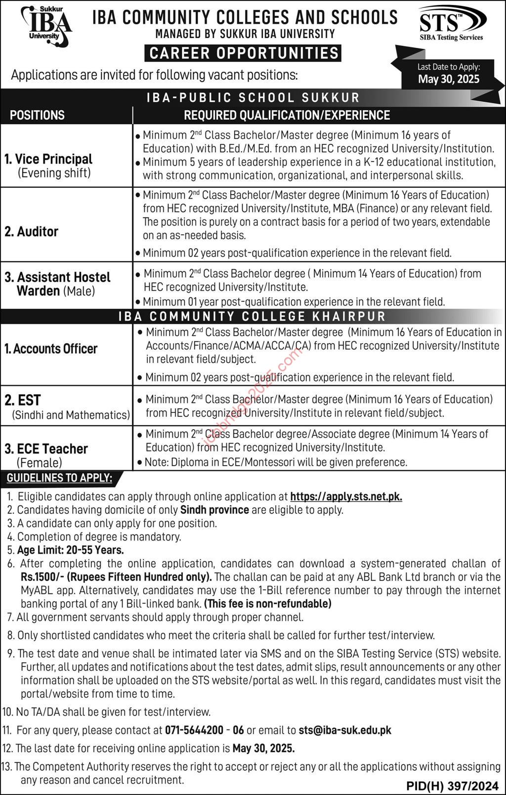 IBA Community Colleges and Schools Jobs 2025