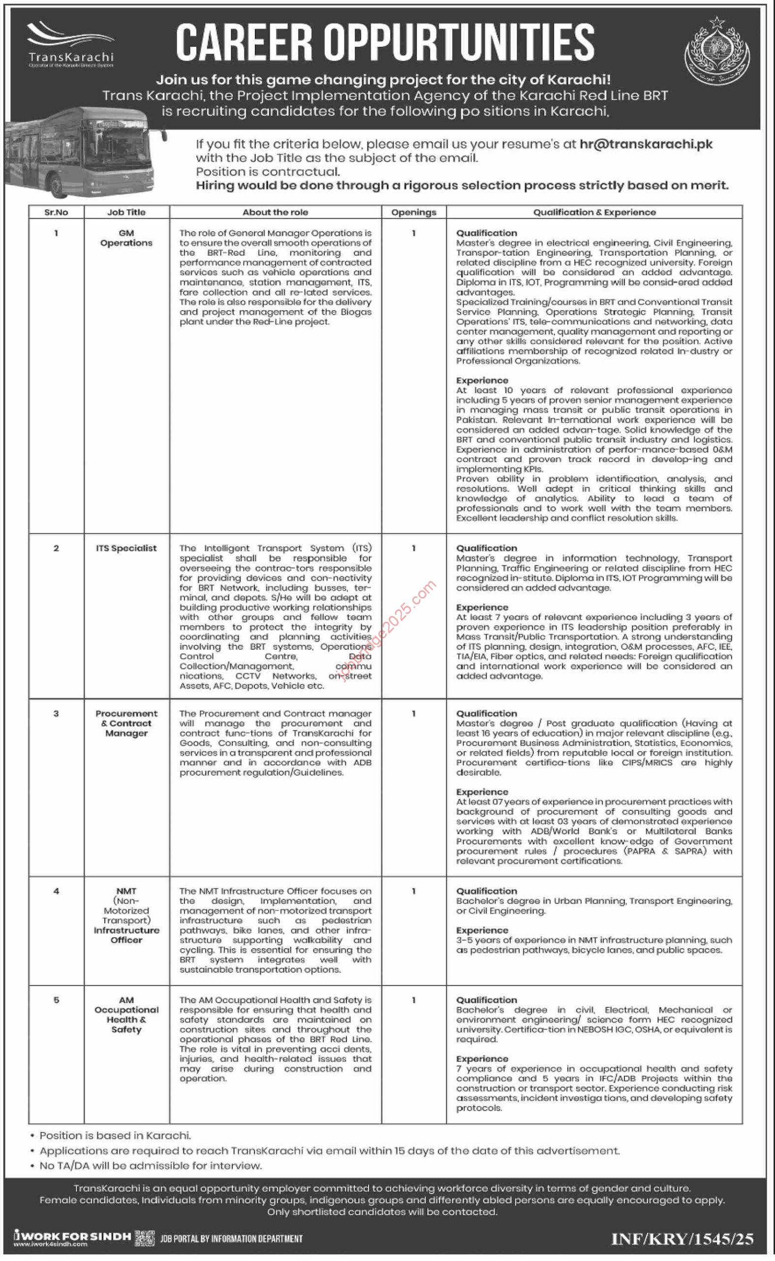 Join us Trans Karachi New Jobs 2025 Apply Online