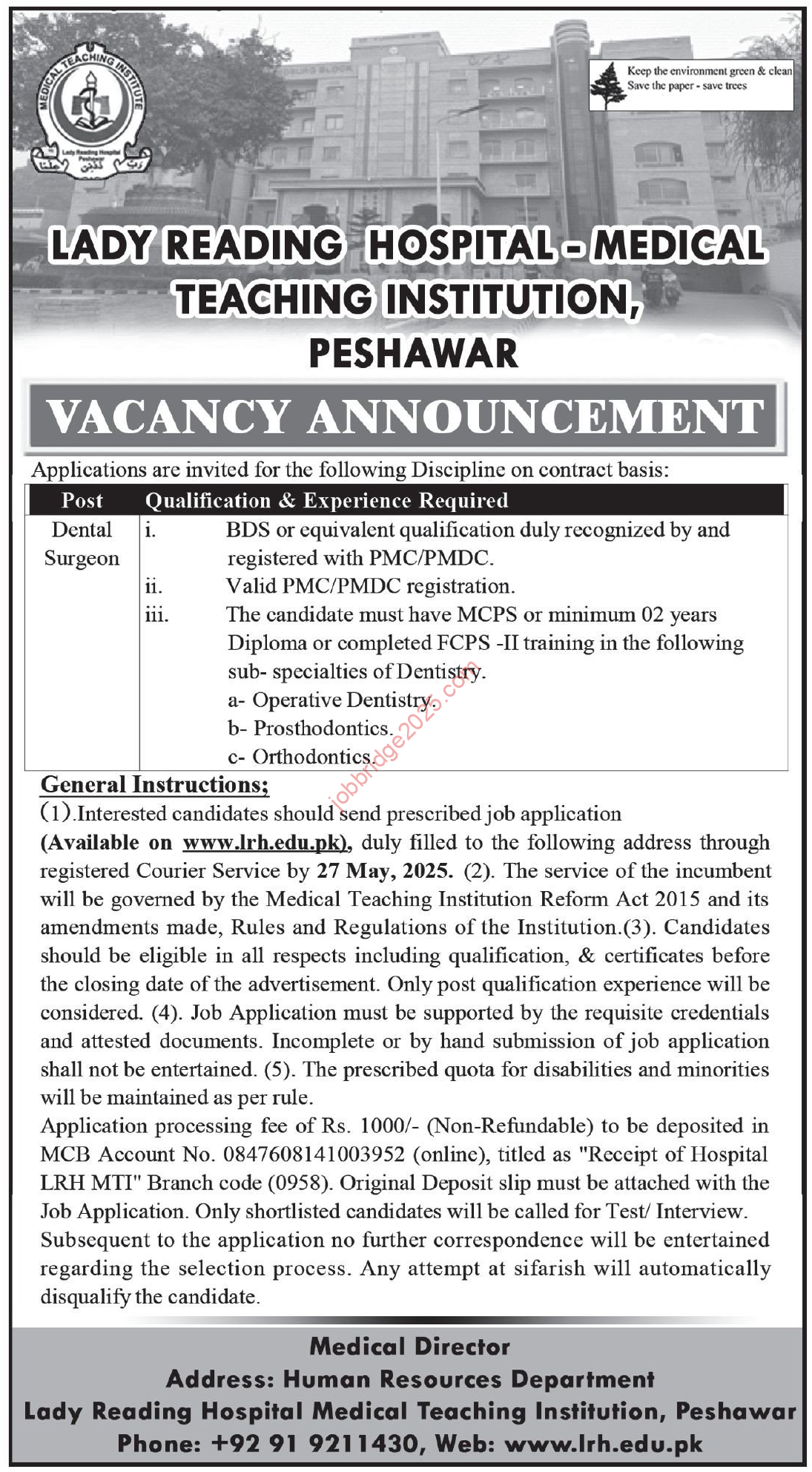 Lady Reading Hospital Medical LRH Peshawar Jobs 2025