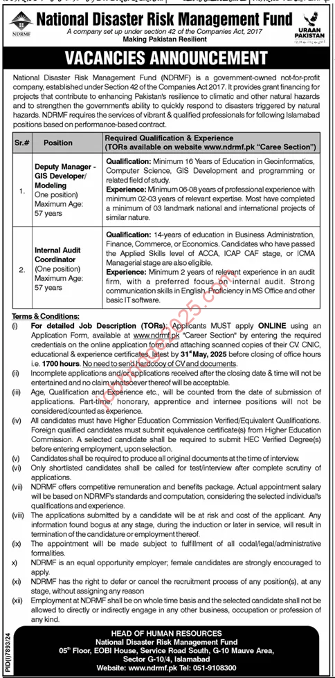 National Disaster Risk Management Fund NDRMF Jobs 2025 Latest