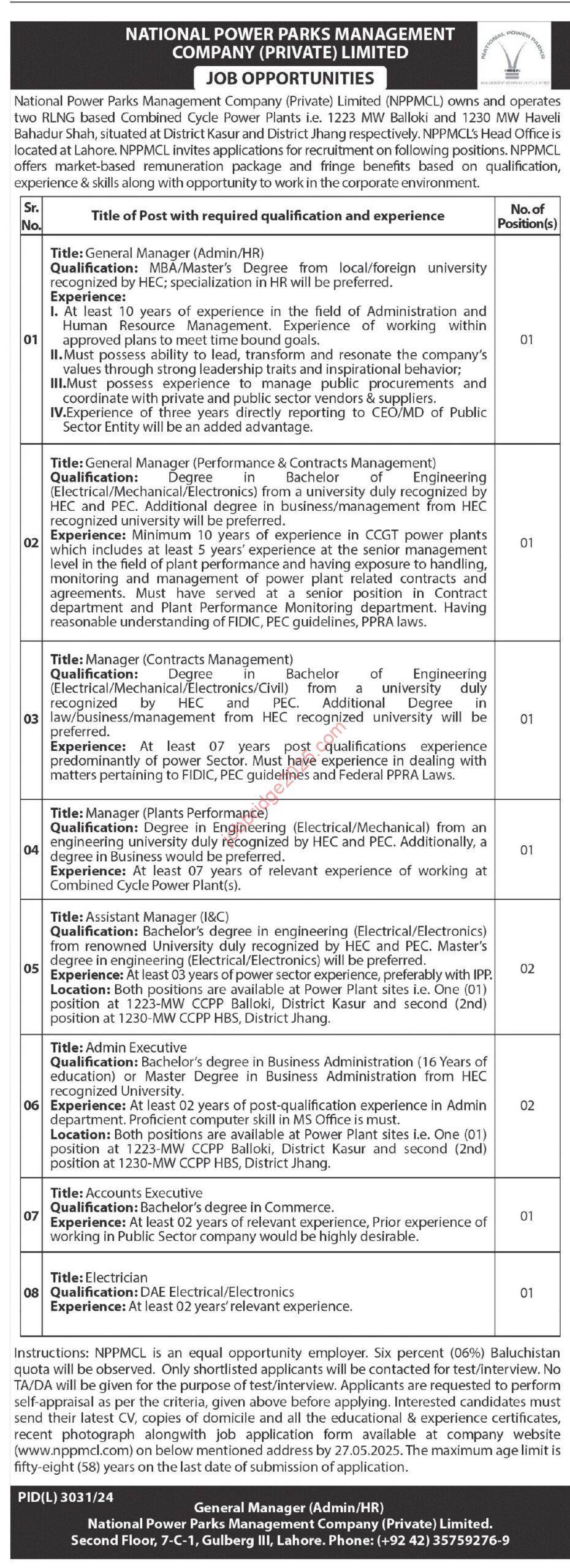National Power Parks Management Company NPPMCL Jobs 2025
