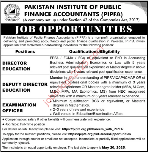 Pakistan Institute of Public Finance Accountant PIPFA Jobs 2025
