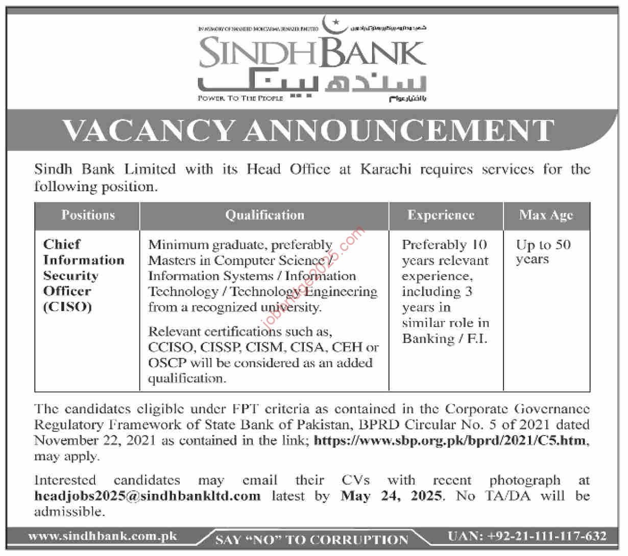 Sindh Bank New Jobs 2025 Latest
