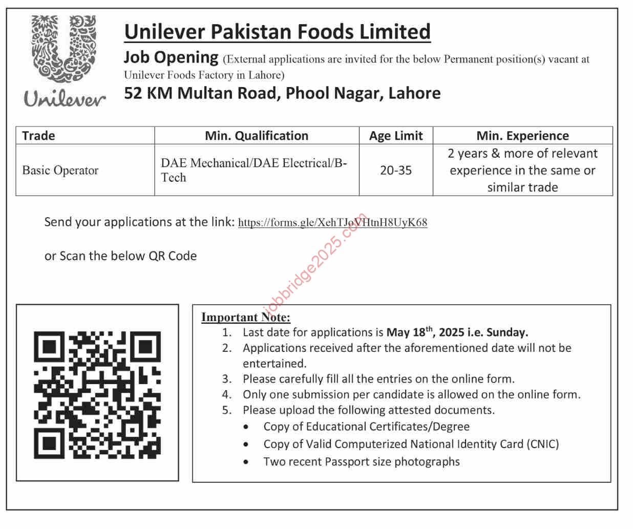 Unilever Pakistan Foods Lahore New Jobs 2025